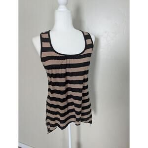 Agenda Sleeveless Tank Womens Small Stripes Lace Y2K Asymmetrical‎ Hem
